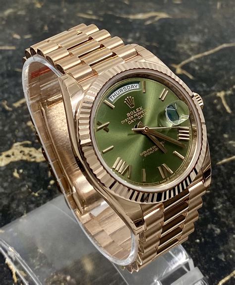 green face rose gold rolex|rose gold rolex green dial.